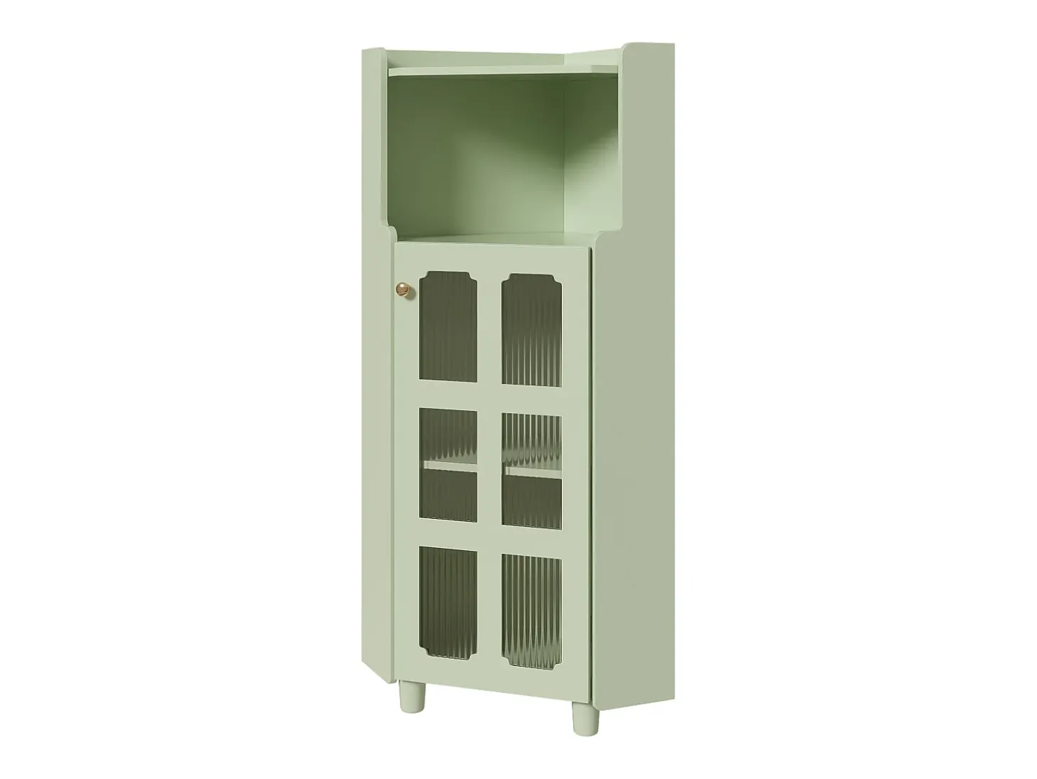 Coluna de canto para banheiro - con iluminação LED - con 1 porta - con 2 prateleiras - con prateleiras abertas - verde