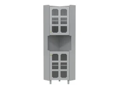 Coluna de canto para banheiro - con iluminação LED - con 2 portas - con 4 prateleiras - con prateleiras abertas - cinza