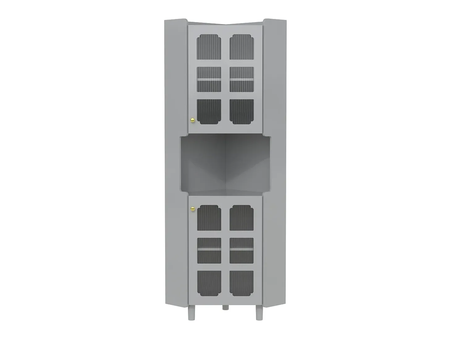 Coluna de canto para banheiro - con iluminação LED - con 2 portas - con 4 prateleiras - con prateleiras abertas - cinza