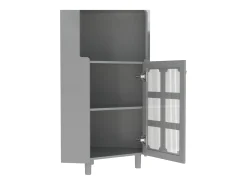 Coluna de canto para banheiro - con iluminação LED - con 2 portas - con 4 prateleiras - con prateleiras abertas - cinza