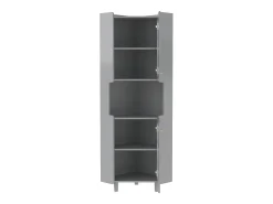 Coluna de canto para banheiro - con iluminação LED - con 2 portas - con 4 prateleiras - con prateleiras abertas - cinza