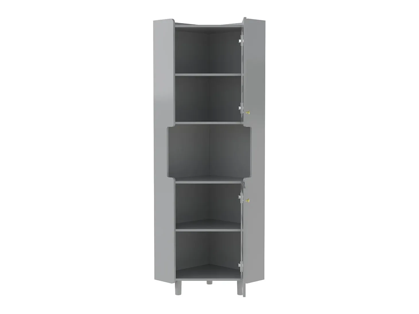 Coluna de canto para banheiro - con iluminação LED - con 2 portas - con 4 prateleiras - con prateleiras abertas - cinza