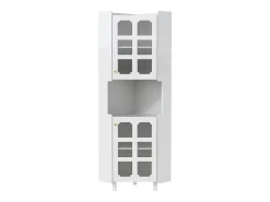Coluna de canto para banheiro - con iluminação LED - con 2 portas - con 4 prateleiras - con prateleiras abertas - branco