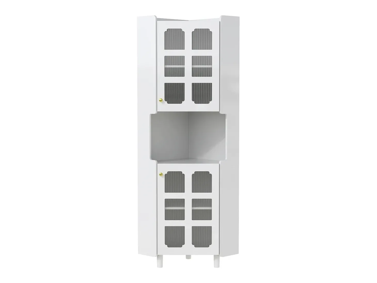 Coluna de canto para banheiro - con iluminação LED - con 2 portas - con 4 prateleiras - con prateleiras abertas - branco