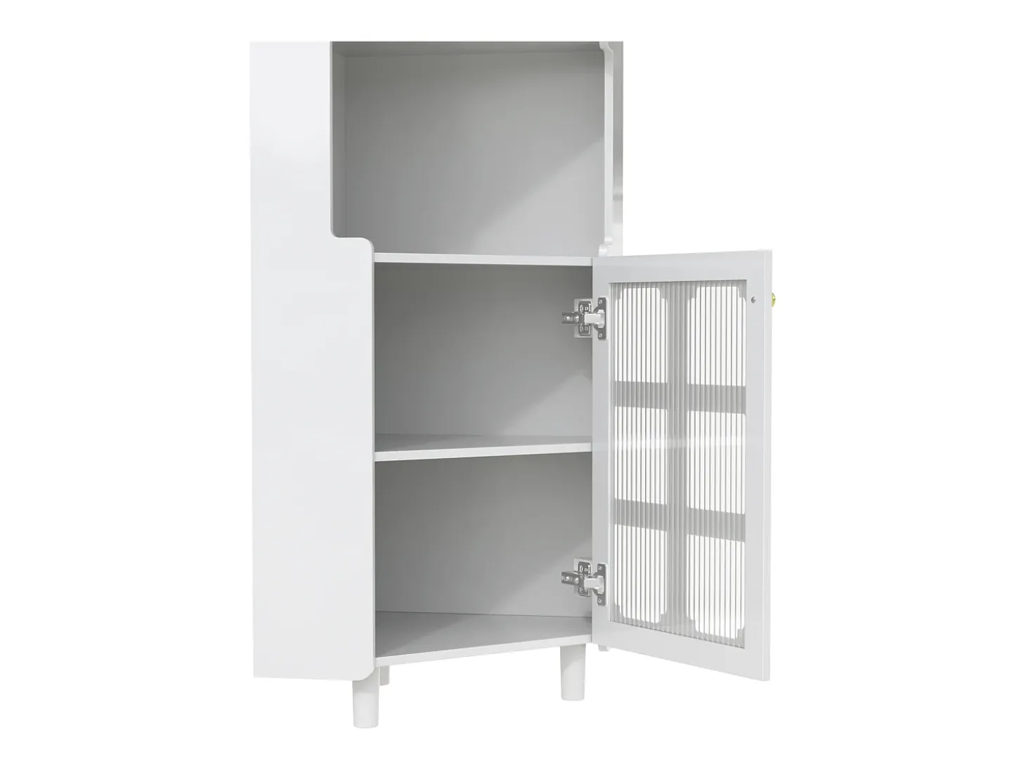 Coluna de canto para banheiro - con iluminação LED - con 2 portas - con 4 prateleiras - con prateleiras abertas - branco