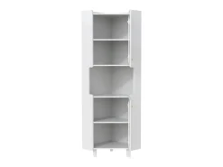 Coluna de canto para banheiro - con iluminação LED - con 2 portas - con 4 prateleiras - con prateleiras abertas - branco