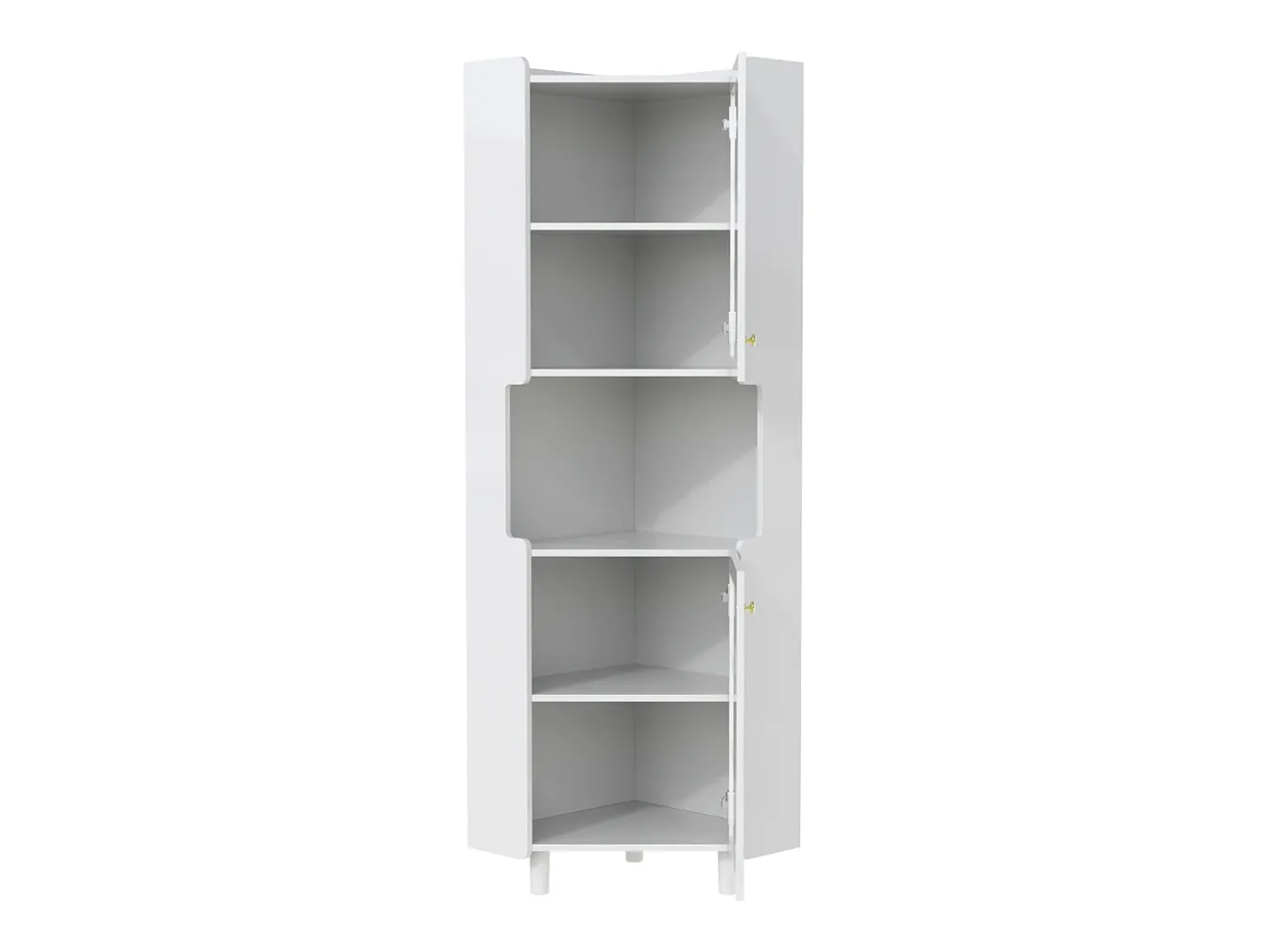 Coluna de canto para banheiro - con iluminação LED - con 2 portas - con 4 prateleiras - con prateleiras abertas - branco