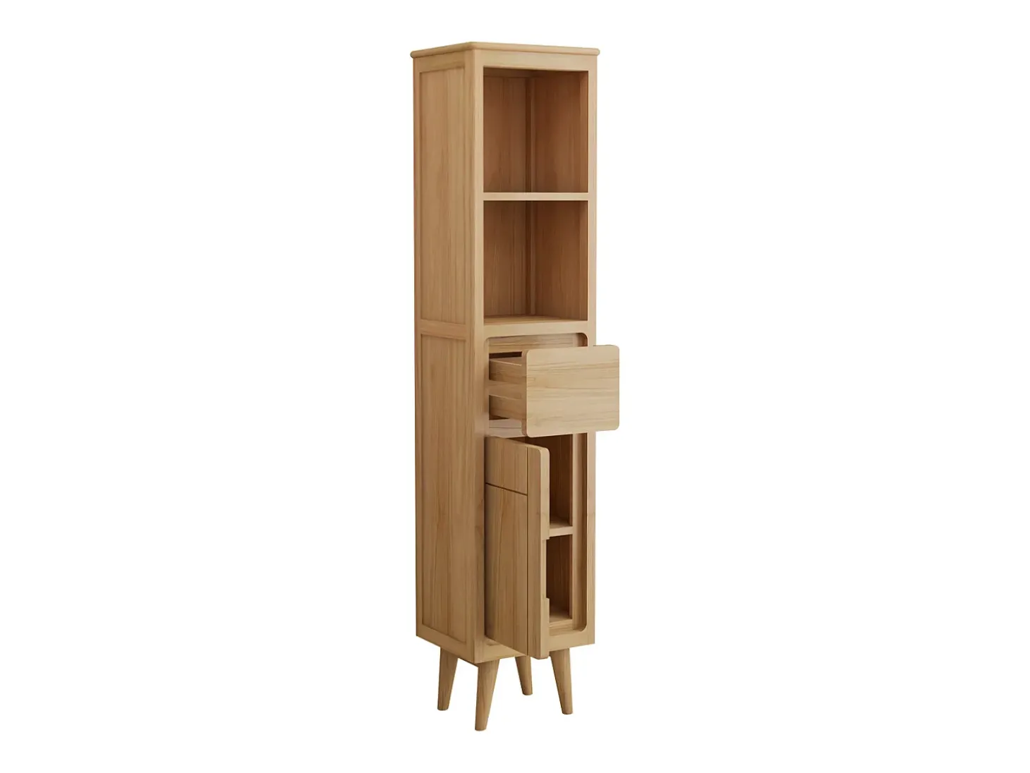 Coluna de casa de banho em teca com prateleiras - Alt 180 cm - BINTUNI