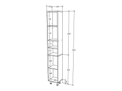 Coluna de casa de banho haaus Zaria, 2 portas, Branco/branco brilhante, MDF, C 30 x L 27 x A 190 cm