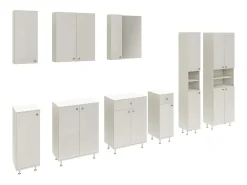 Coluna de casa de banho haaus Zaria, 2 portas, Branco/branco brilhante, MDF, C 30 x L 27 x A 190 cm