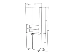 Coluna de casa de banho haaus Zaria, 4 portas, branco brilhante/branco, MDF, L 60 x P 27 x A 190 cm