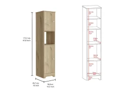 Coluna de casa de banho Ibis em melamina com 2 portas e 1 prateleira , 172.21 cm X 36.32 cm X 40.64 cm , Bege