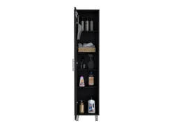 Coluna de casa de banho Laska com 5 prateleiras e 1 porta, preto, 180 cm X 40 cm X 29.8 cm