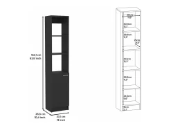 Coluna de casa de banho Málaga em melamina com um armário e 3 prateleiras , 162 cm X 33 cm X 26.4 cm , Preto
