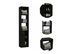 Coluna de casa de banho Málaga em melamina com um armário e 3 prateleiras , 162 cm X 33 cm X 26.4 cm , Preto