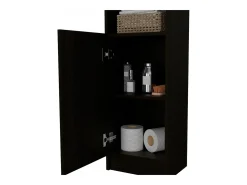 Coluna de casa de banho Málaga em melamina com um armário e 3 prateleiras , 162 cm X 33 cm X 26.4 cm , Preto