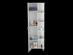 Coluna de casa de banho multifunções Urano em melamina, com espelho, 157.98 cm X 51.18 cm X 21.79 cm , Branco