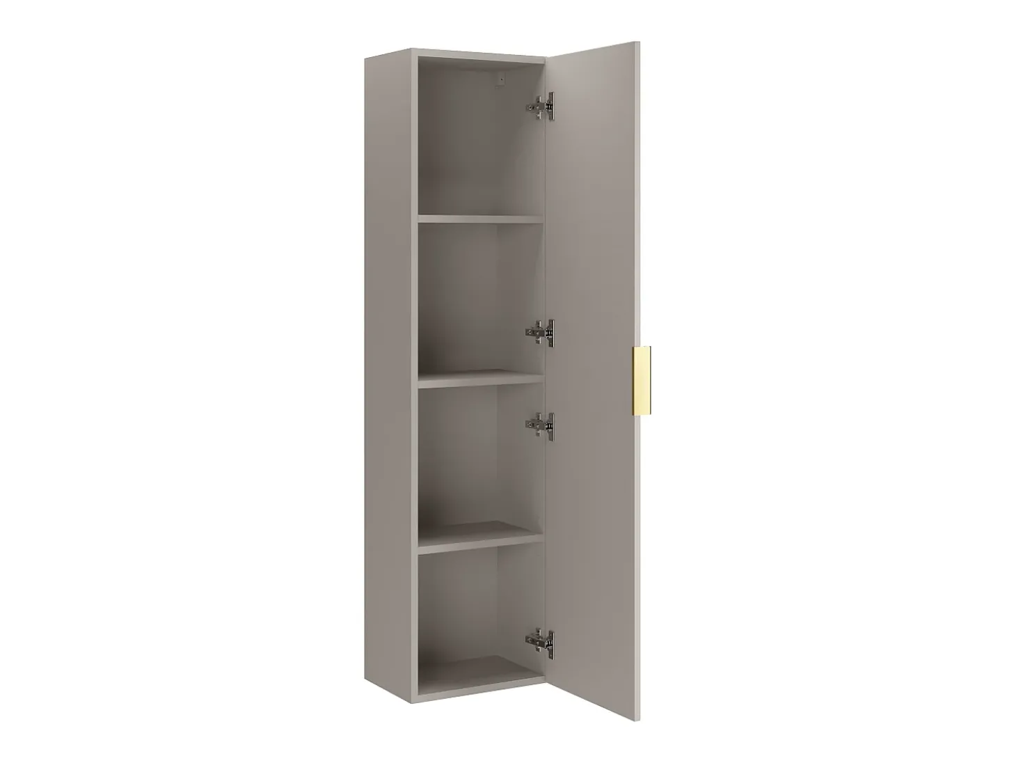 Coluna de casa de banho suspensa estriada, cor bege, 3 prateleiras, H140 cm, ZEVARA