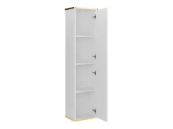 Coluna de casa de banho suspensa estriada, cor branco mate, 3 prateleiras, H140 cm, KELIZA