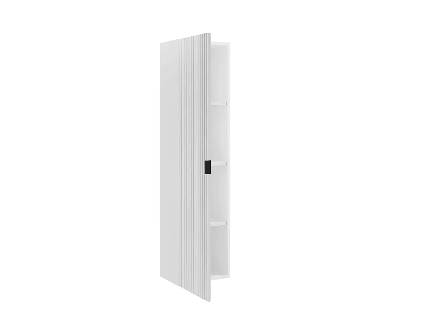 Coluna de casa de banho suspensa estriada branco fosco, 3 prateleiras ZEVINI