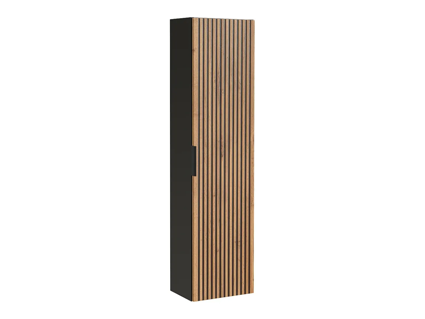 Coluna de casa de banho suspensa estriada natural claro e preto 140 cm MADELA