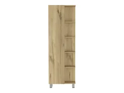 Coluna de casa de banho Uranus em melamina,cinco prateleiras exteriores,quatro prateleiras interiores,158 cm X 51.18 cm X 21.46 cm ,Cinzento /prateado