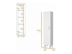 Coluna de casa de banho Vintro em melamina com 4 prateleiras e 1 porta, branco, 180 cm X 40 cm X 31.3 cm