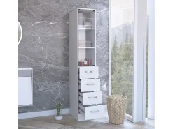 Coluna de casa de banho Vanguard em melamina, com gavetas em calha metálica , 173.45 cm X 30.40 cm X 44.60 cm , Branco