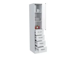 Coluna de casa de banho Vanguard em melamina, com gavetas em calha metálica , 173.45 cm X 30.40 cm X 44.60 cm , Branco