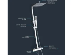 Coluna de chuveiro Aica 80-120cm quadrada prateada termostática coluna de chuveiro termostática com chuveiro de mão e chuveiro de mão