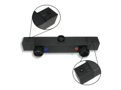 Coluna de chuveiro termostática Aica quadrada preta fosca 764-1184mm para banheiro
