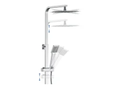 Coluna de chuveiro termostática quadrada Aica 764-1184mm para banheiro