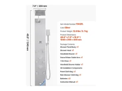 Coluna de Duche com Chuveiro Efeito Chuva SucceBuy Sistema de Painel de Duche de Parede de Alta Pressão em Aço Inoxidável Escovado, Torneira 4 Funções