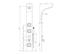 Coluna de duche hidromassagem TYRA - preta - 20*150 cm