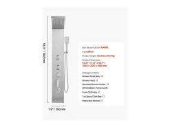 Coluna de Duche SucceBuy, com Chuveiro Efeito Chuva, Sistema de Painel de Duche de Parede de Alta Pressão em Aço Inoxidável Escovado, Torneira com 5 Funções