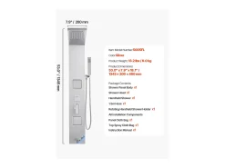 Coluna de Duche SucceBuy, com Chuveiro Efeito Chuva, Sistema de Painel de Duche de Parede de Alta Pressão em Aço Inoxidável Escovado, Torneira com 5 Funções