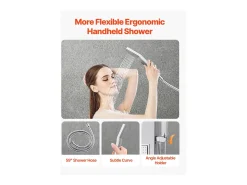 Coluna de Duche SucceBuy, com Chuveiro Efeito Chuva, Sistema de Painel de Duche de Parede de Alta Pressão em Aço Inoxidável Escovado, Torneira com 5 Funções