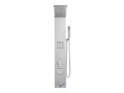 Coluna de Duche SucceBuy, com Chuveiro Efeito Chuva, Sistema de Painel de Duche de Parede de Alta Pressão em Aço Inoxidável Escovado, Torneira com 5 Funções