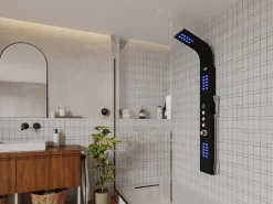 Coluna duche hidromassagem-leds FELICITA preta-50 microjatos