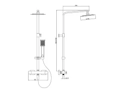 Coluna duche termostática aço inoxidável preto 125 cm PENEDA