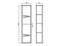Coluna para casa de banho - Clara natural e preta - 140 cm - LANNICK