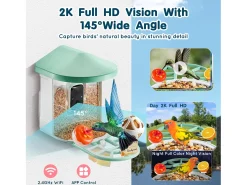 Comedouro para Aves Inteligente SucceBuy com Câmera, 2K HD, Espécies IA, Alimentado pela Energia Solar
