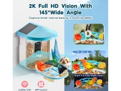 Comedouro para Aves Inteligente SucceBuy com Câmera, 2K HD, Espécies IA, Alimentado pela Energia Solar