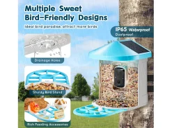 Comedouro para Aves Inteligente SucceBuy com Câmera, 2K HD, Espécies IA, Alimentado pela Energia Solar