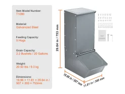 Comedouro para Porcos SucceBuy, 77 L, Porta Dupla de Metal Capaz de Acolher Até 5 Porcos