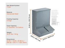 Comedouro para Porcos SucceBuy, 130 L, Porta Dupla de Metal Capaz de Acolher Até 8 Porcos