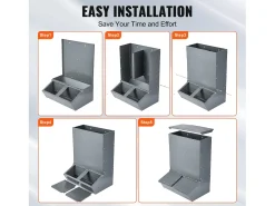 Comedouro para Porcos SucceBuy, 130 L, Porta Dupla de Metal Capaz de Acolher Até 8 Porcos