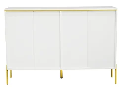 Commode blanc laquée avec 6 tiroirs - Surface finition brillant -Pieds dorés