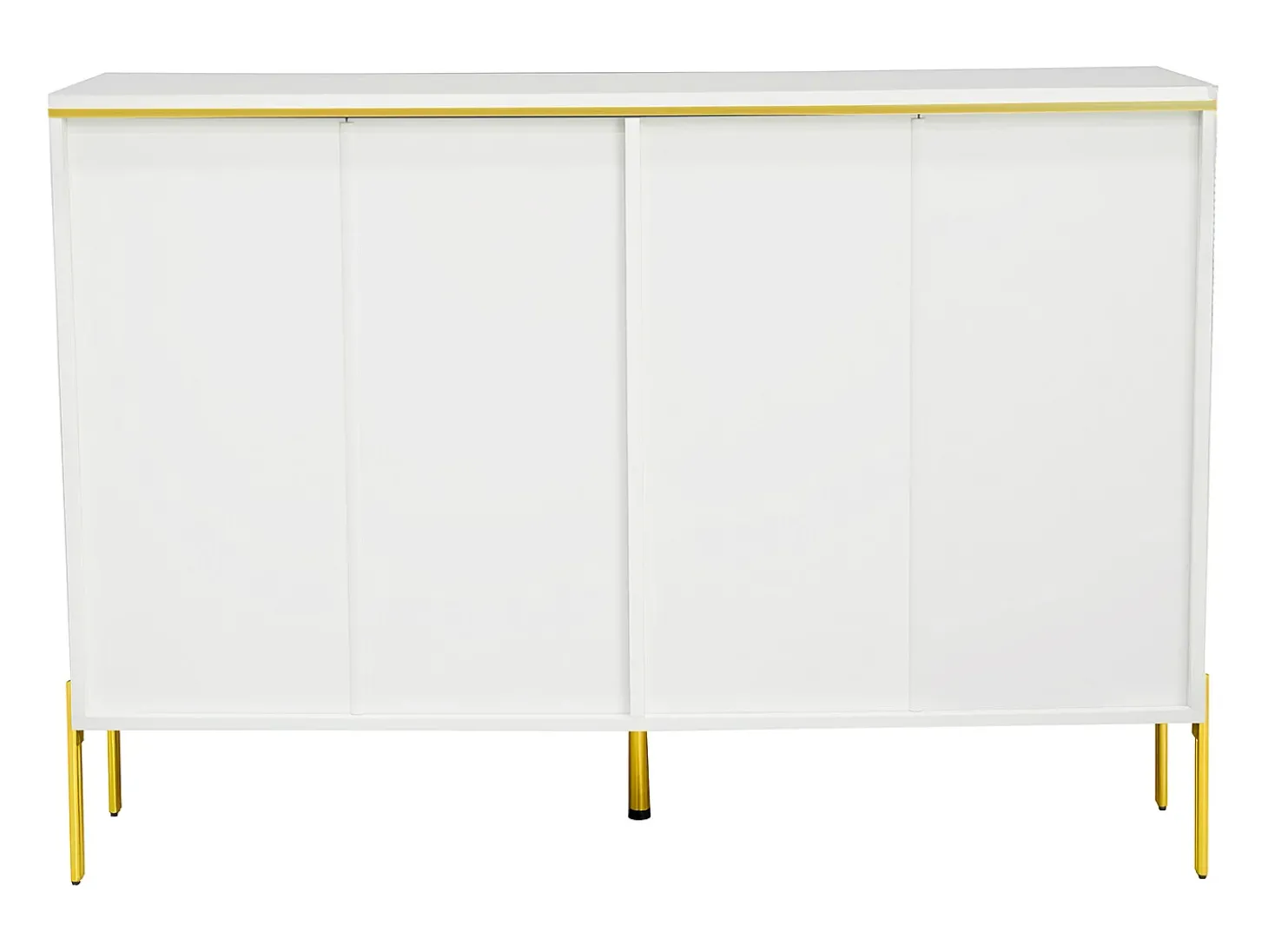 Commode blanc laquée avec 6 tiroirs - Surface finition brillant -Pieds dorés