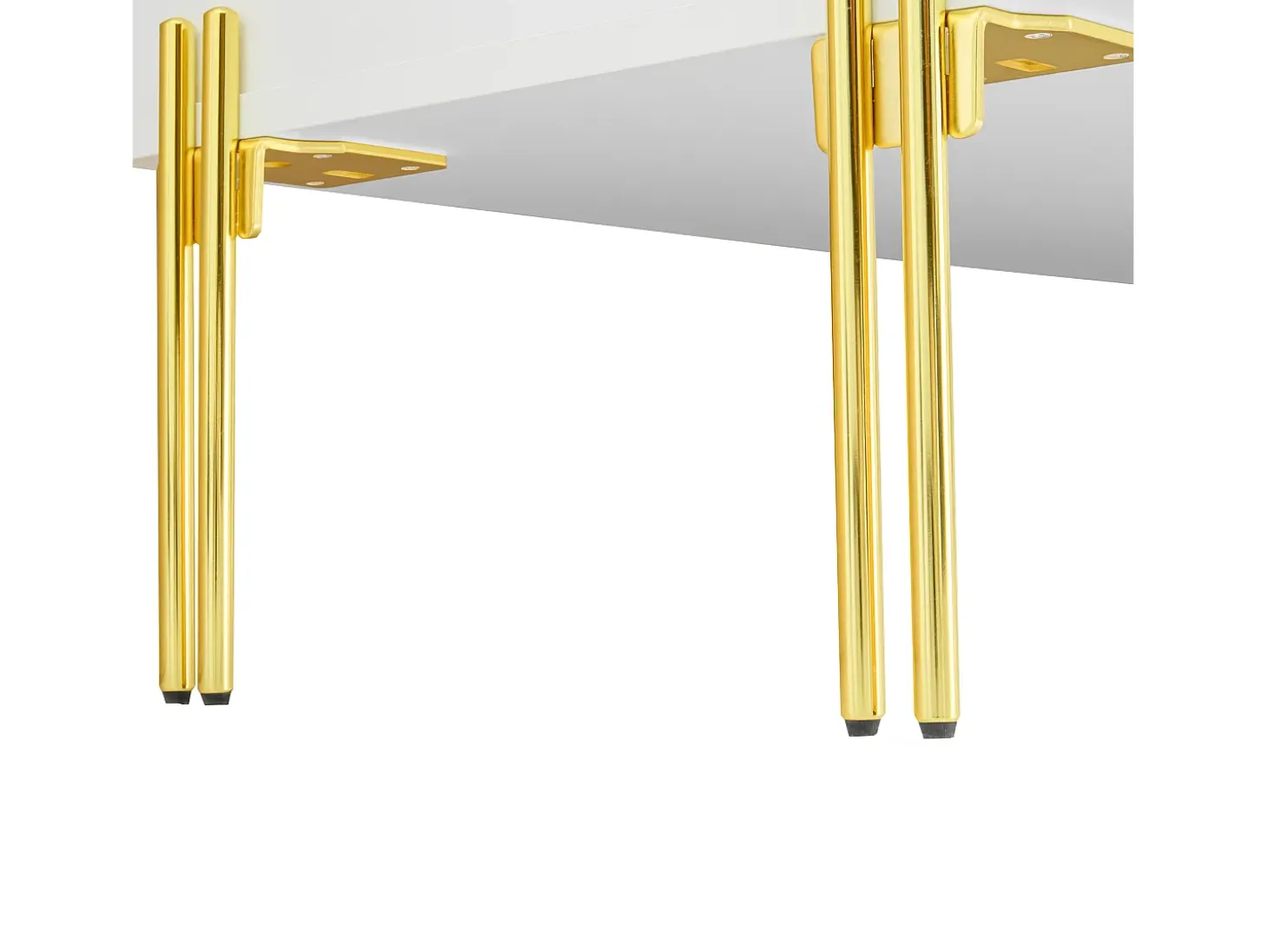 Commode blanc laquée avec 6 tiroirs - Surface finition brillant -Pieds dorés